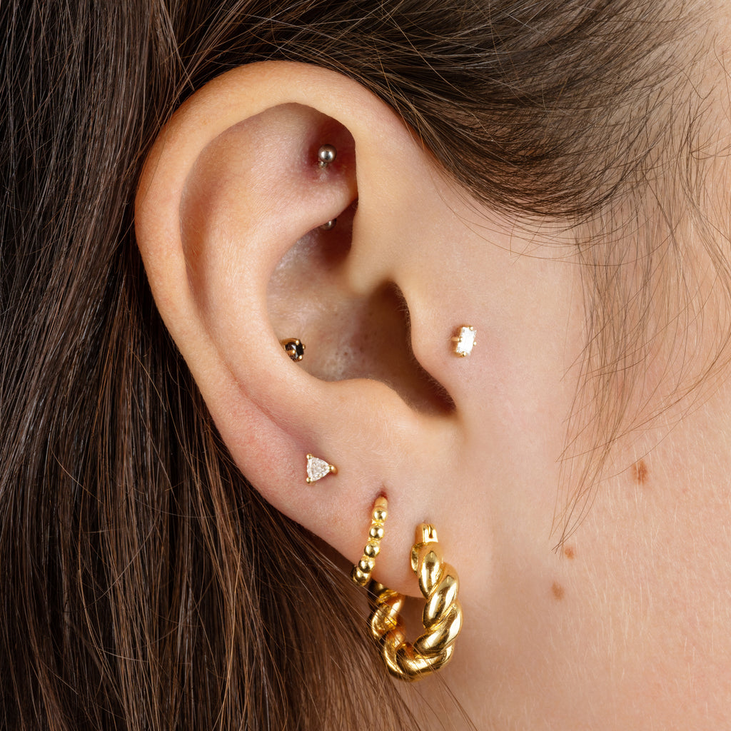 18K Lizzie Mandler Trillion Mini Stud Piercing Studs
