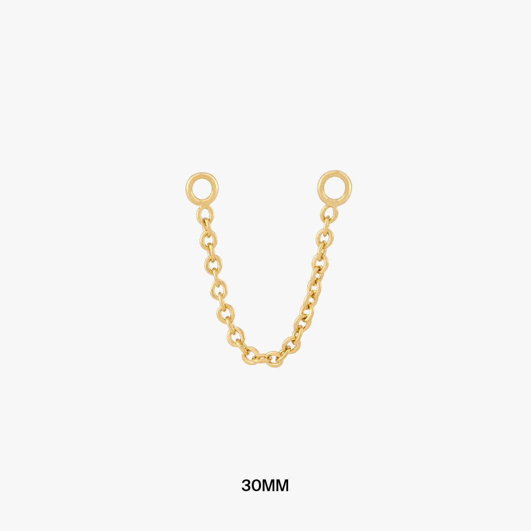 This is a thin gold chain that can be used to connect two earrings and measures 30mm color:null|30mm|30mm / gold
