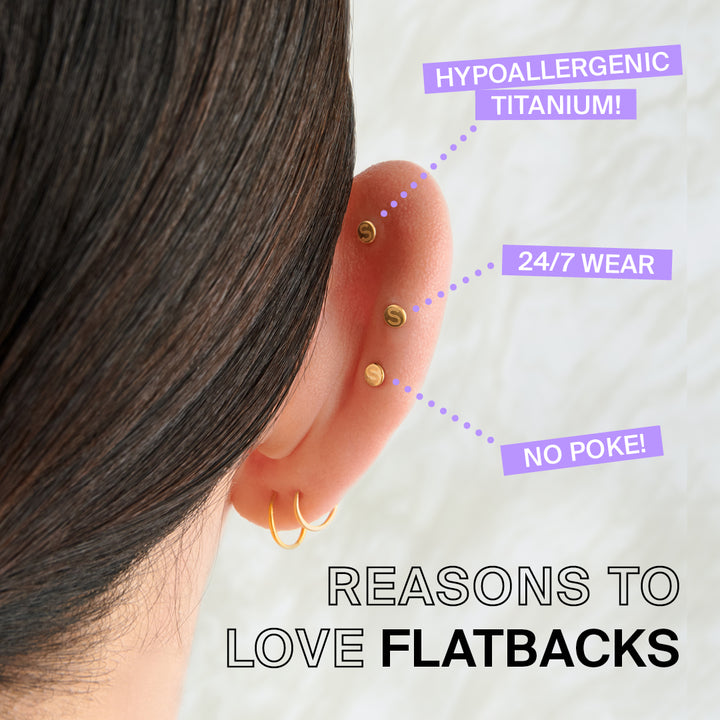 Cartilage Piercing Earrings | Flat Back Earrings - EricaJewels | Flat back  earrings, Back piercings, Triangle earrings