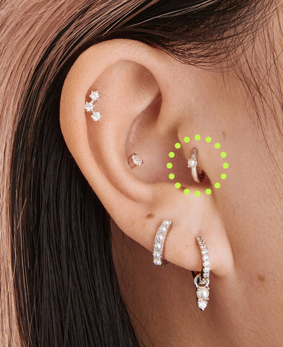 Sterling Silver Pink Opal Cartilage Helix Earring - Jolliz