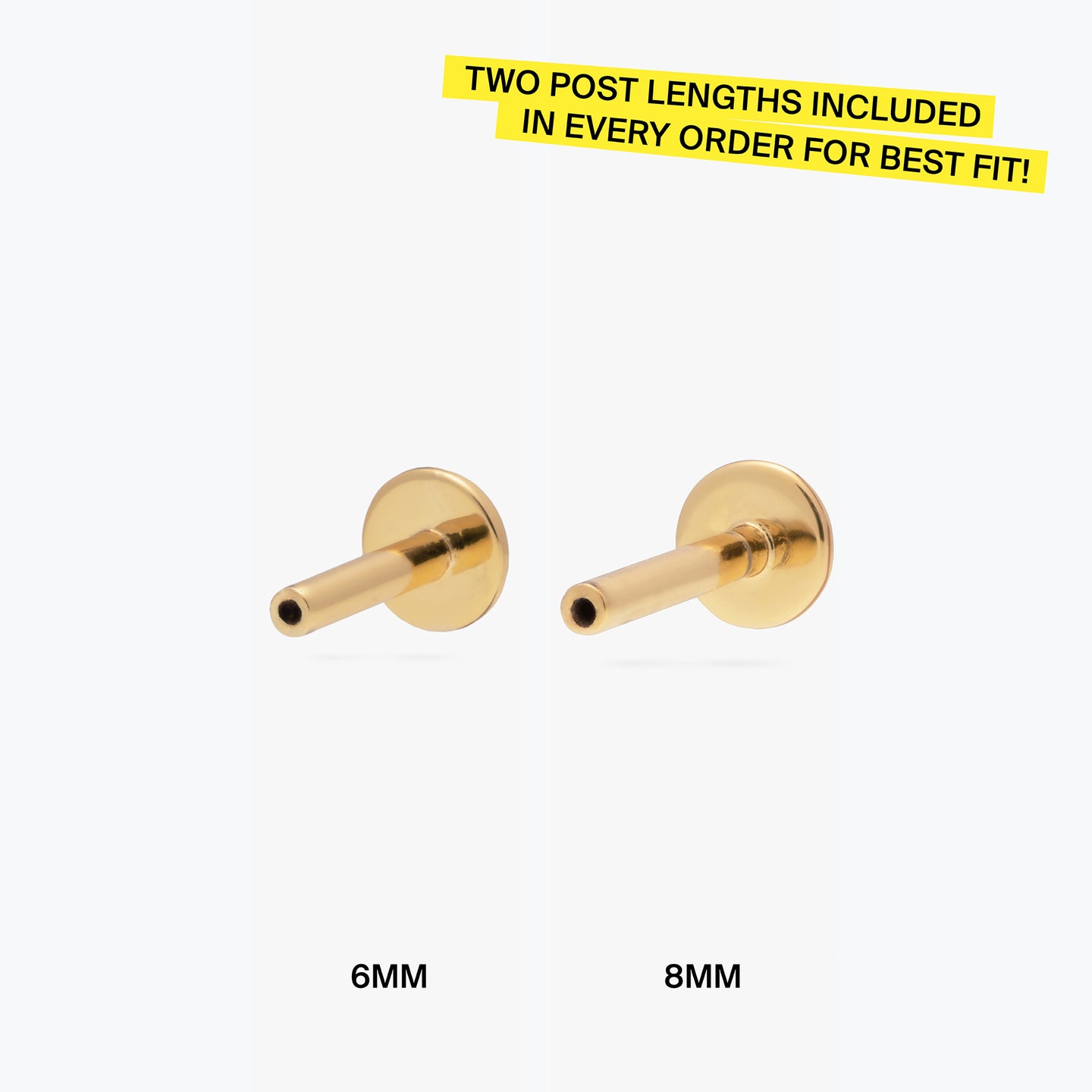 This product includes a gold 6mm and 8mm flatback post. color:null|gold