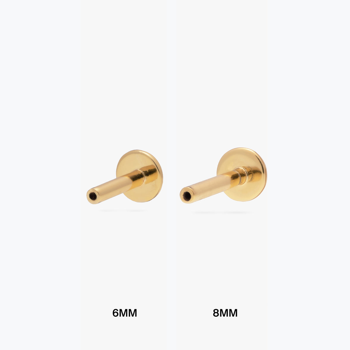 set of gold flatback posts in 6mm & 8mm lengths color:null|gold