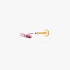 Pink flatback stud with pink and red gradient stones open with a gold backing