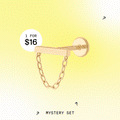 This is a video that features numerous different earrings that you could end up with upon purchasing a mystery set. The styles shown consist of hoops, huggies, and flatback studs in both gold and silver tones.