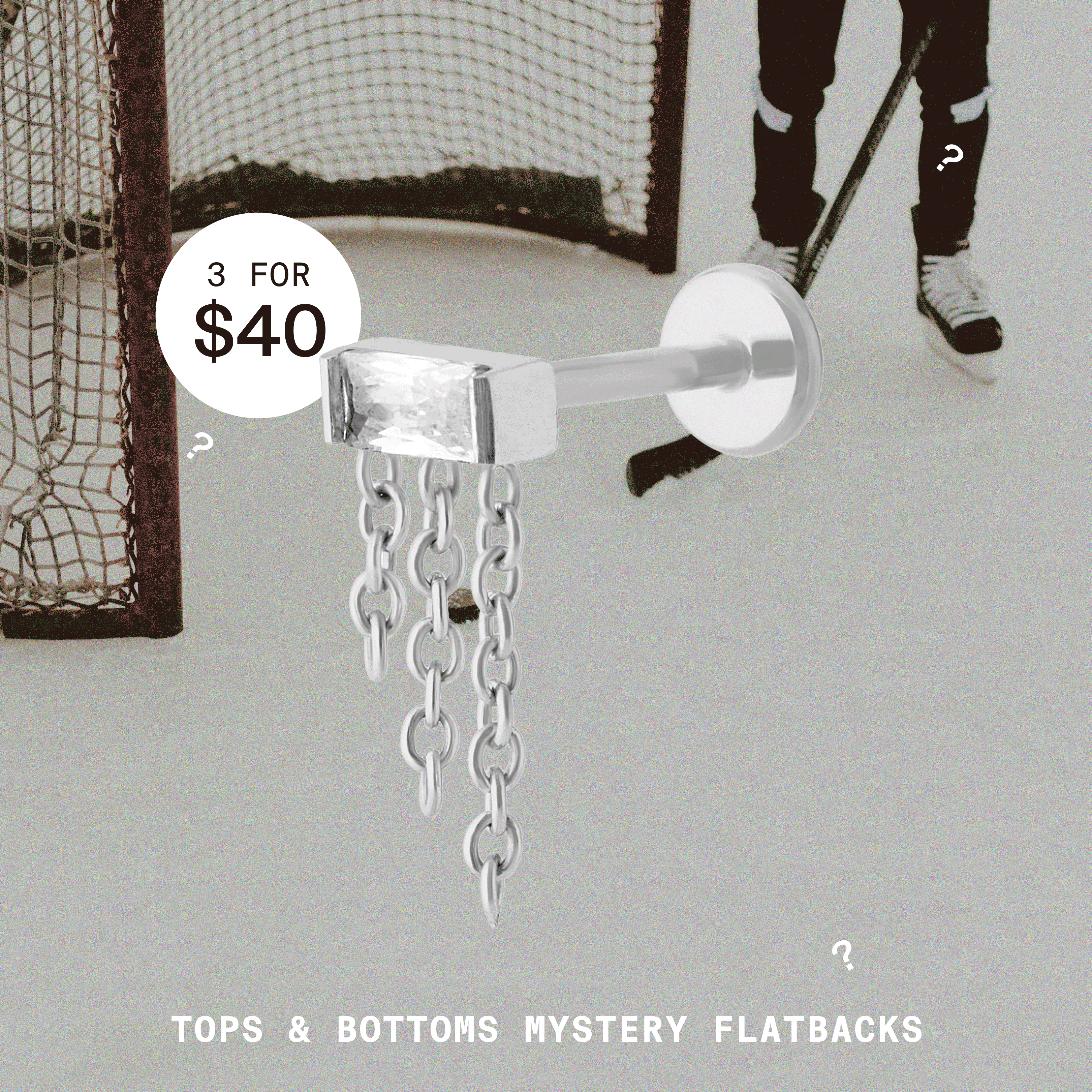 Silver flatback mystery set that comes with 3 flatback tops and backs for $40 - Main view