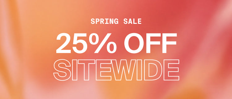 Spring sale graphic communicating 25% off sitewide.