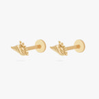 This image shows the front view of a pair of 14k conch shell flat back earrings