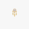 This image shows the front view of a 14k clear cz bezel flat back with three fringe dangles 