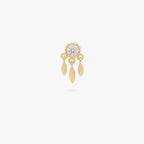 This image shows the front view of a 14k clear cz bezel flat back with three fringe dangles 