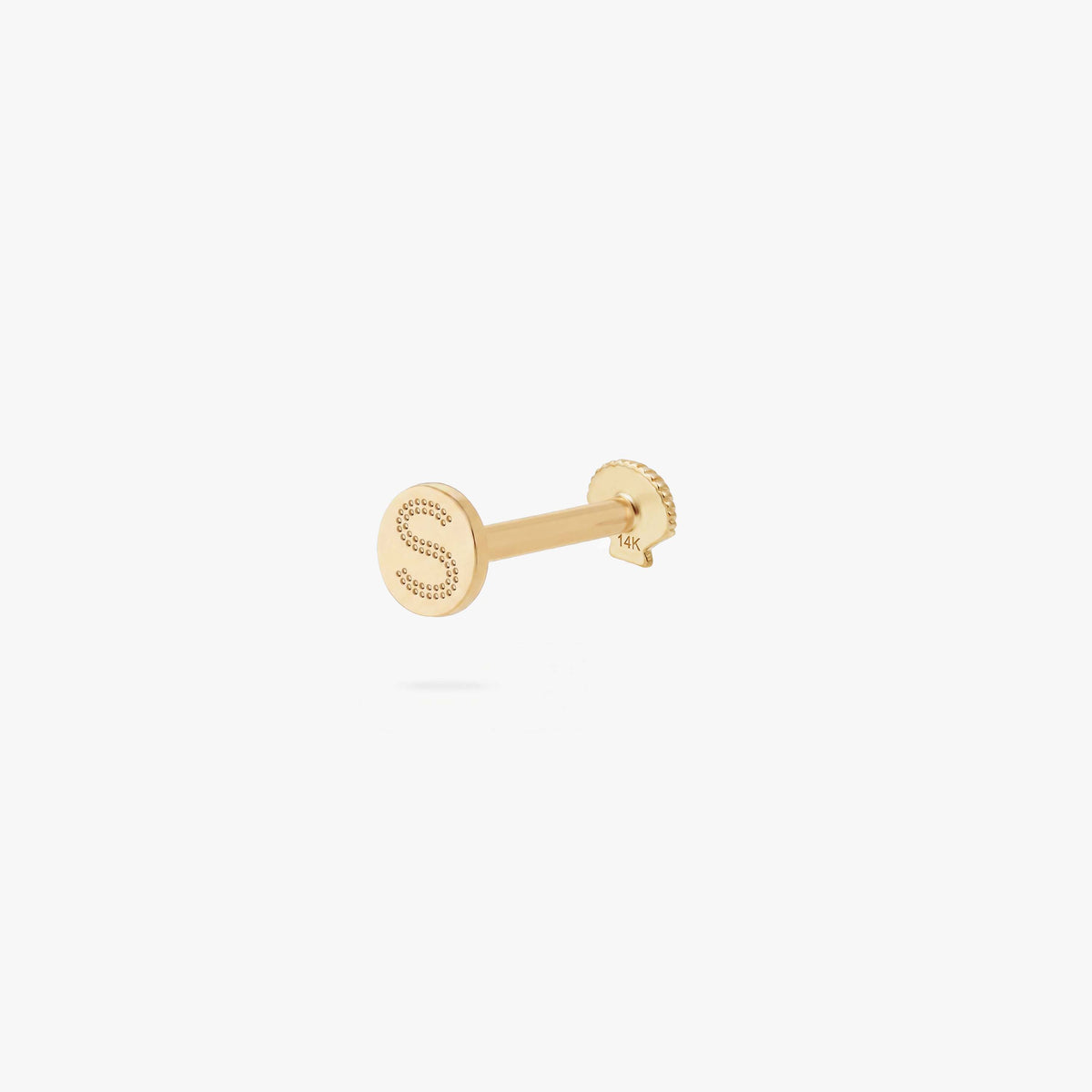 This image shows the back view of a 14k gold shell flat back earring 