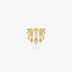 This image shows a titanium 14k gold plated clicker with 5 solid fringe dangles 