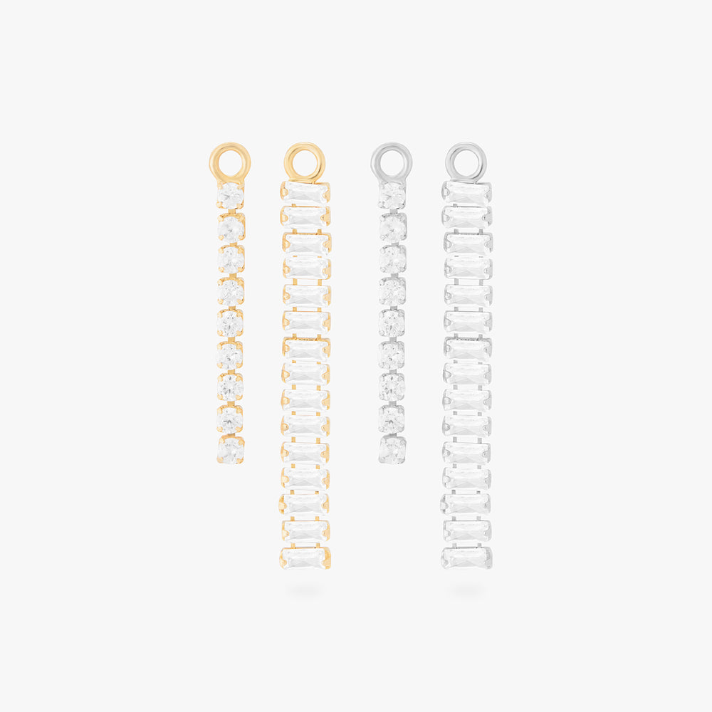 set of pave chain charms color:null|gold/silver/clear