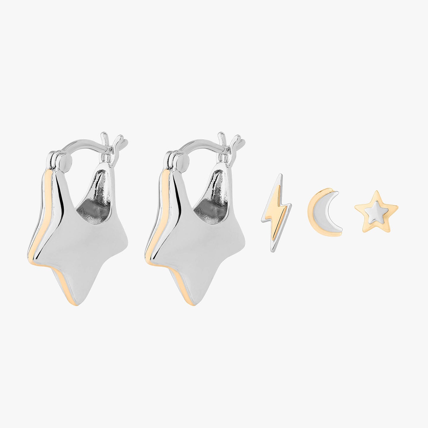 Studs Two Tone Dreamer Set in gold and silver color:null|gold/silver