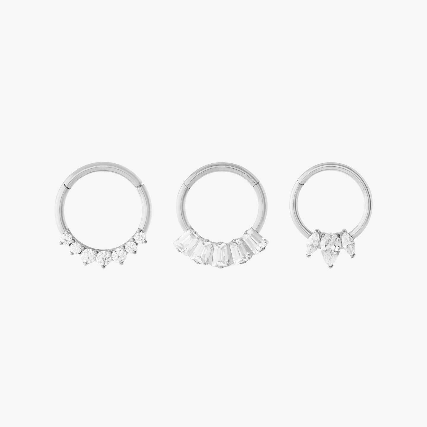 earscape set of front set clickers in gold with clear stones color:null|silver/clear