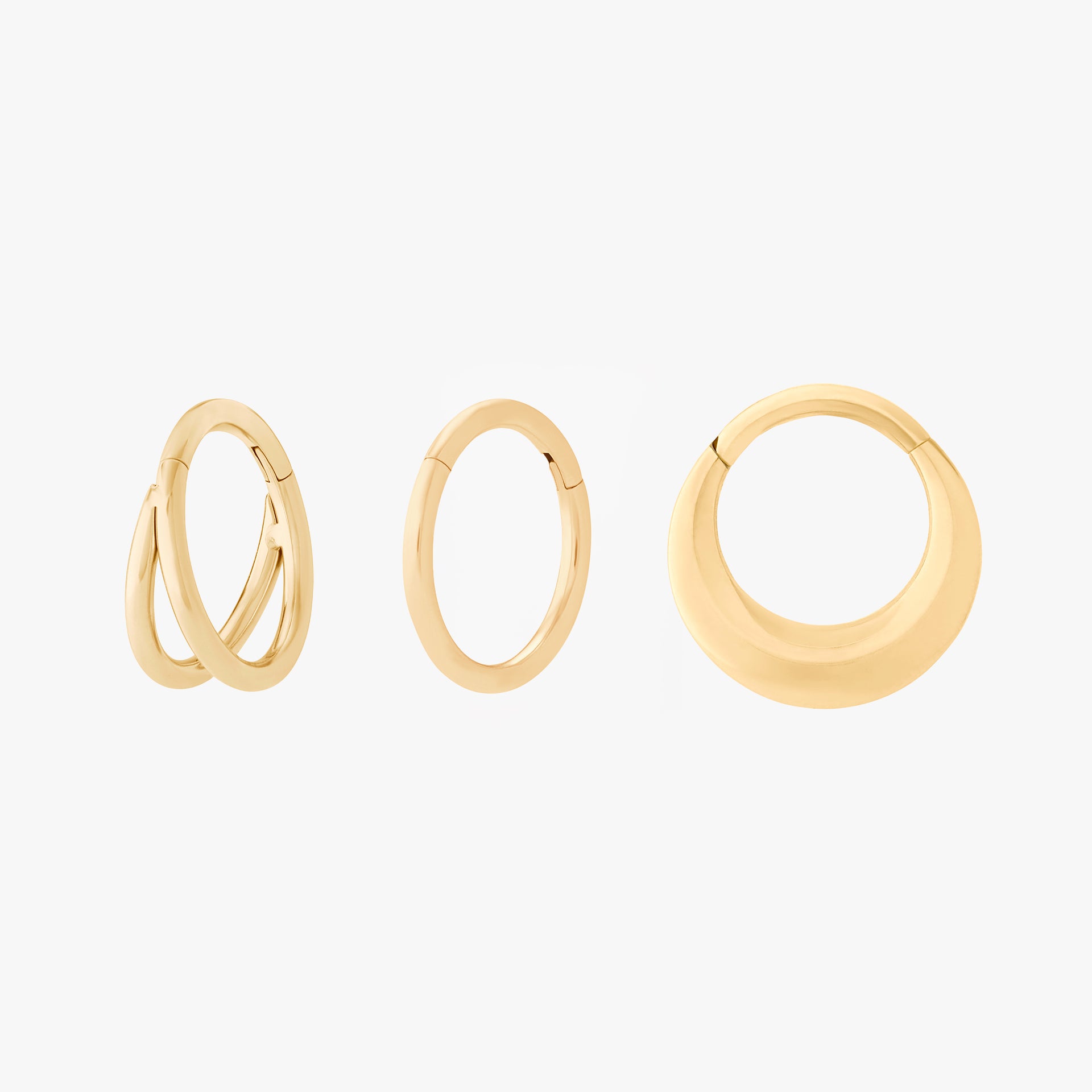 This Core Clicker Set includes one 8mm double clicker, one 8mm clicker, and one 8mm chunky clicker. These clickers are all gold-toned, and have an 8mm diameter. - Main view