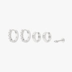 Set of 2 pairs of silver bezel earrings and a micro bezel flatback