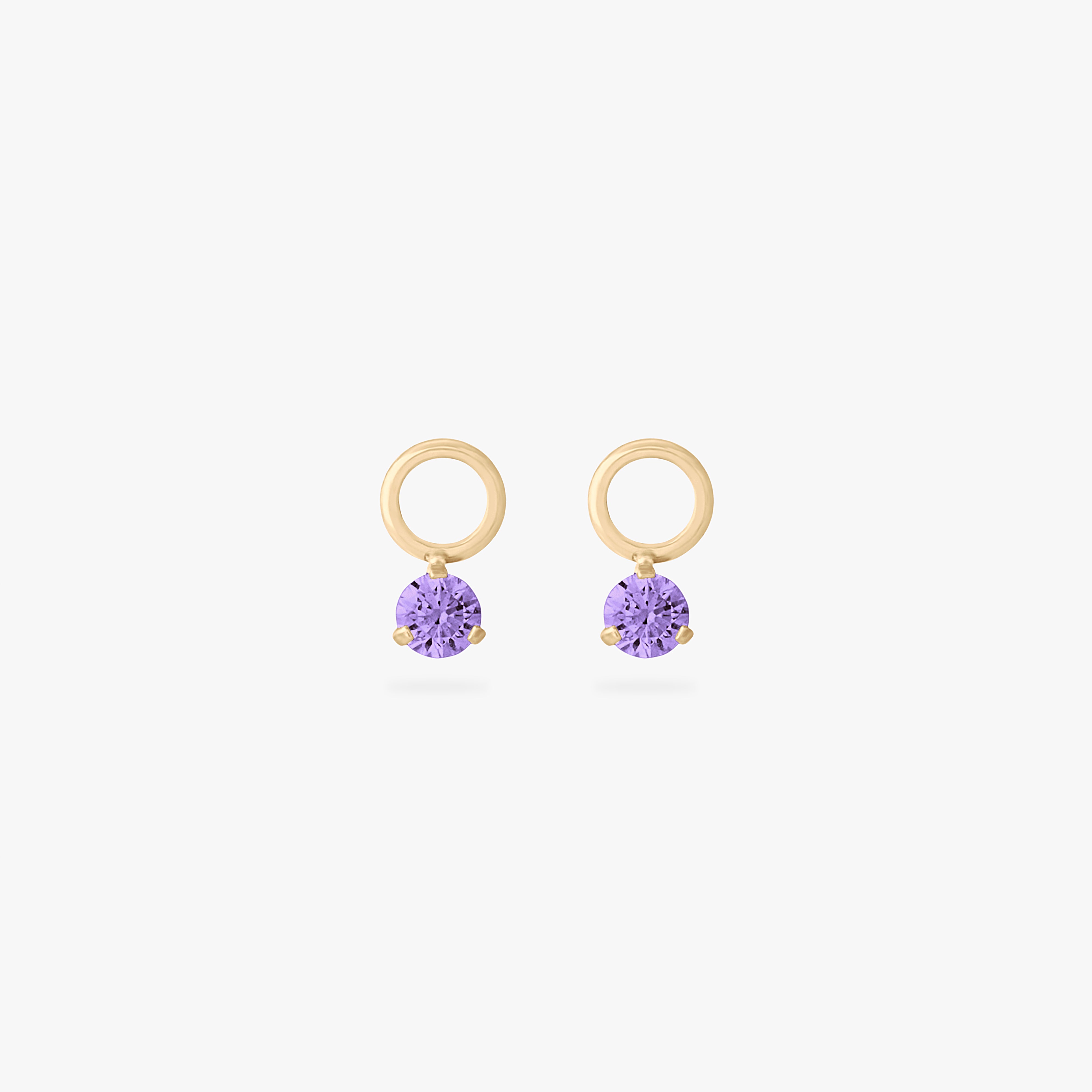 This is an image of a pair of gold charms for a clicker that have micro amethyst cz's on them. [pair] color:null|amethyst