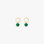 This is an image of a pair of gold charms for a clicker that have micro emerald cz's on them. [pair] color:null|emerald