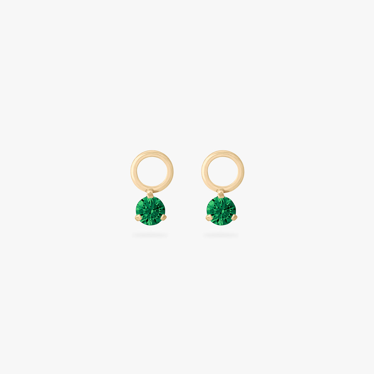 This is an image of a pair of gold charms for a clicker that have micro emerald cz's on them. [pair] color:null|emerald