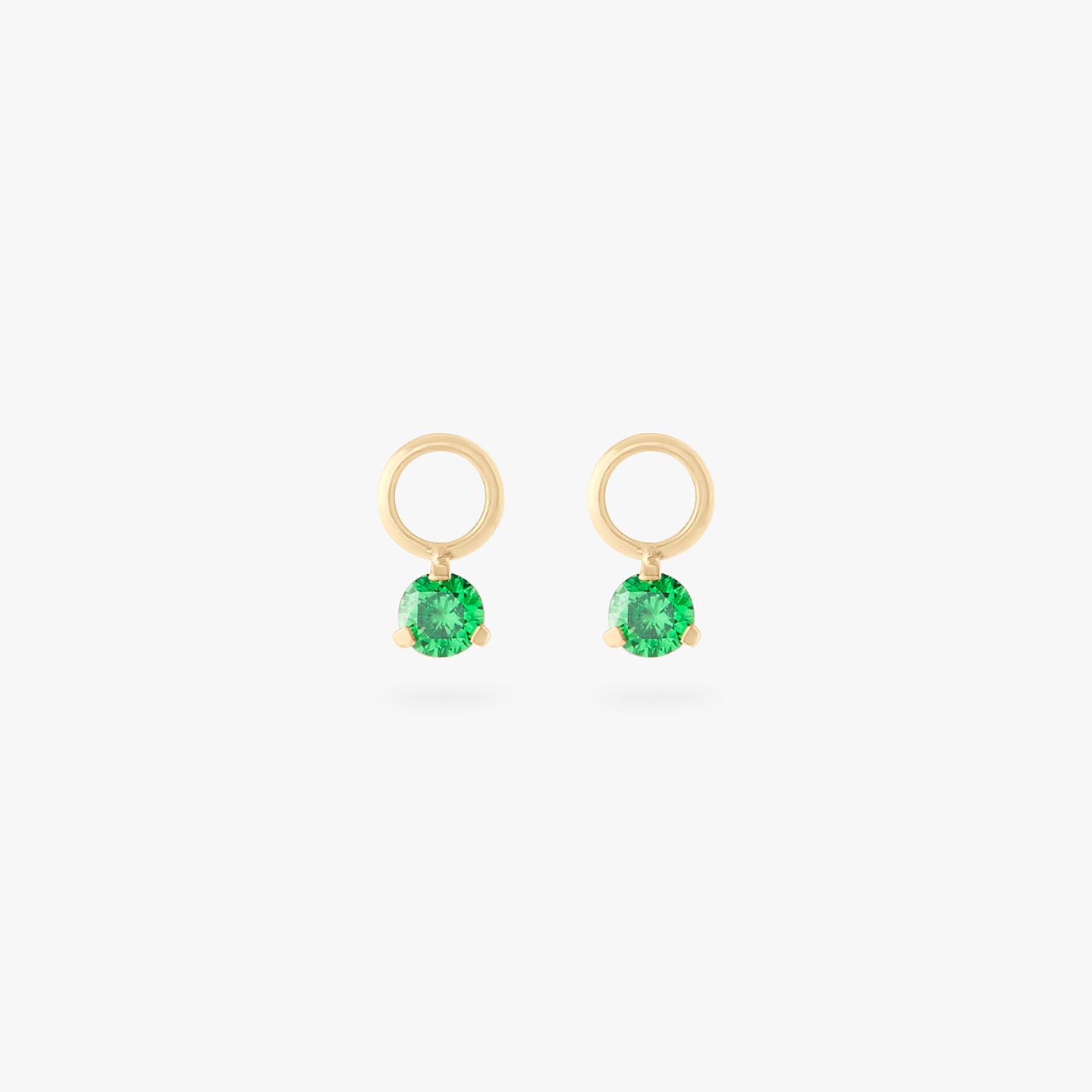 gold micro clicker charm with green cz [pair] color:null|gold/green