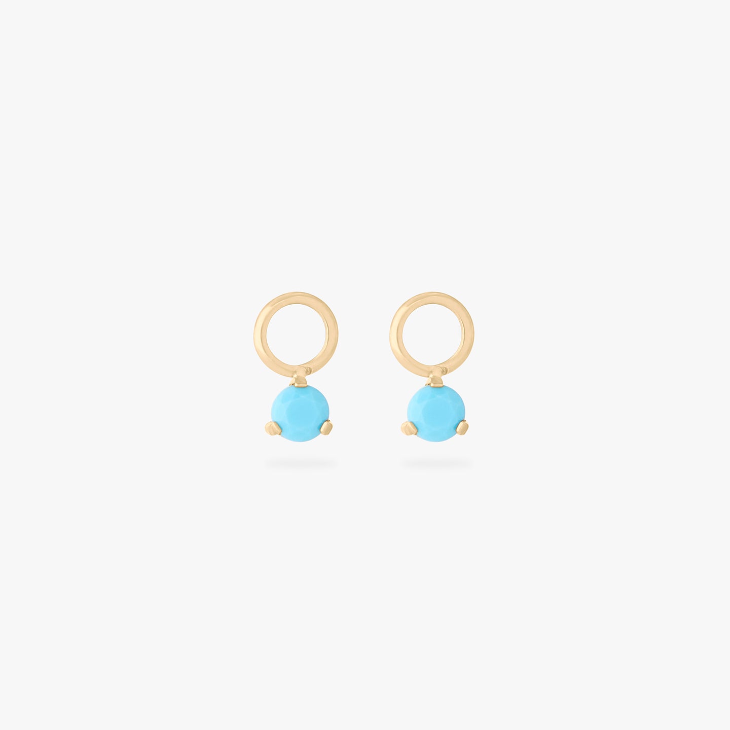 This is an image of a pair of gold charms for clickers that have micro turquoise cz's on them. [pair] color:null|turquoise