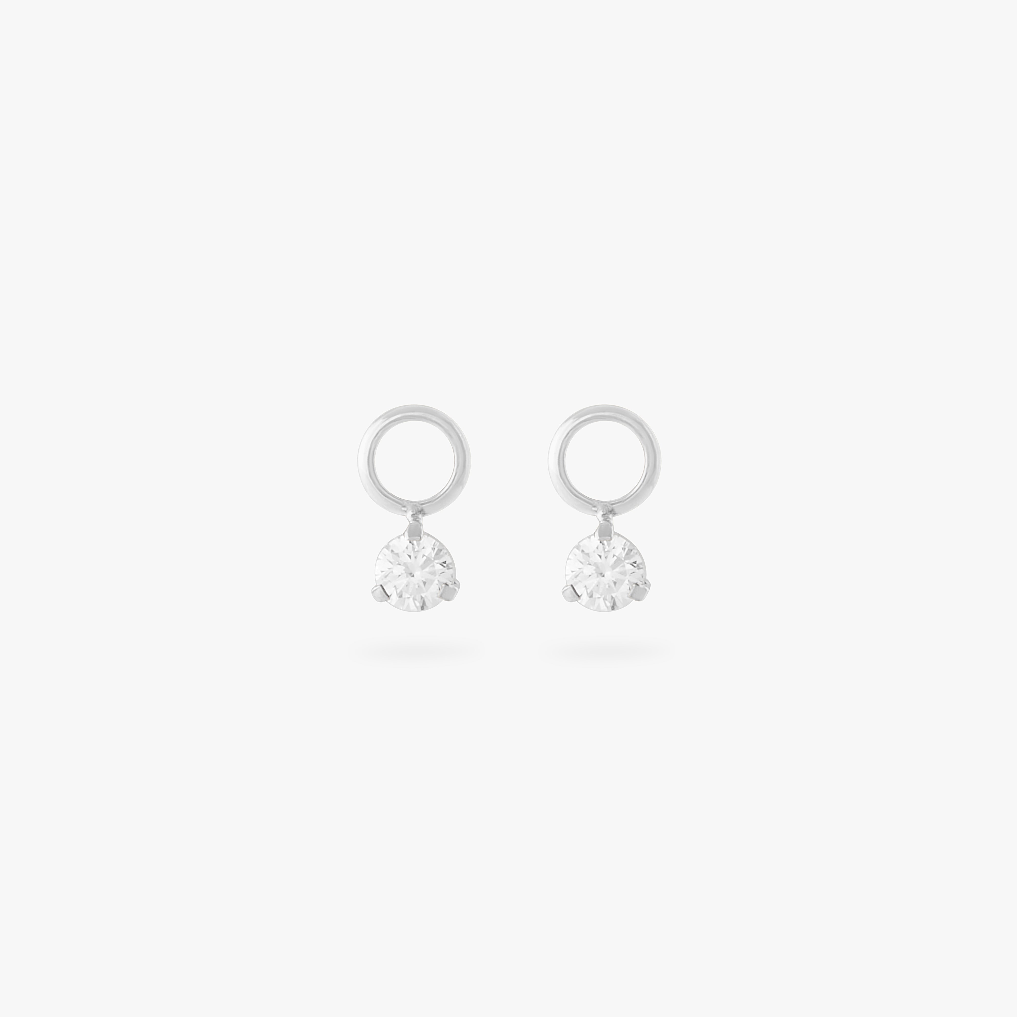 silver micro clicker charm with green cz [pair] color:null|silver/clear