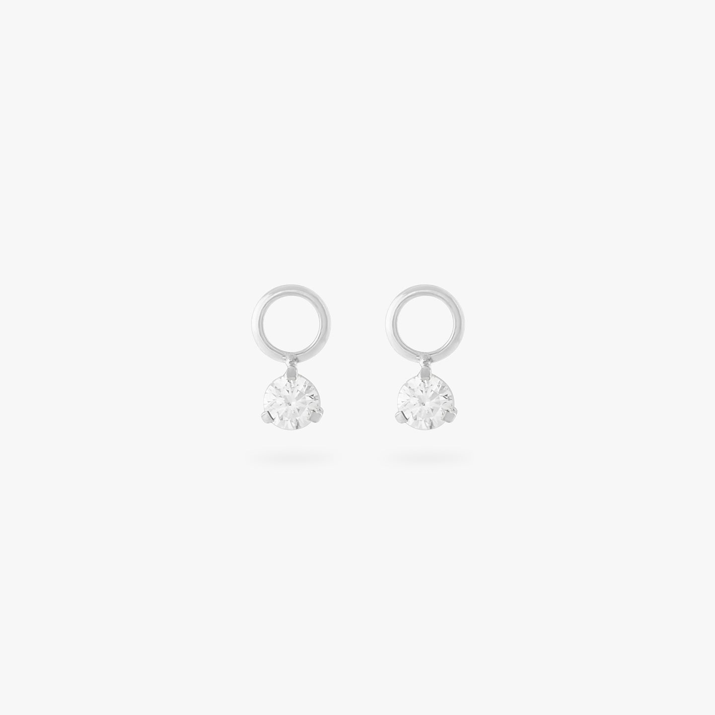 silver micro clicker charm with green cz [pair] color:null|silver/clear