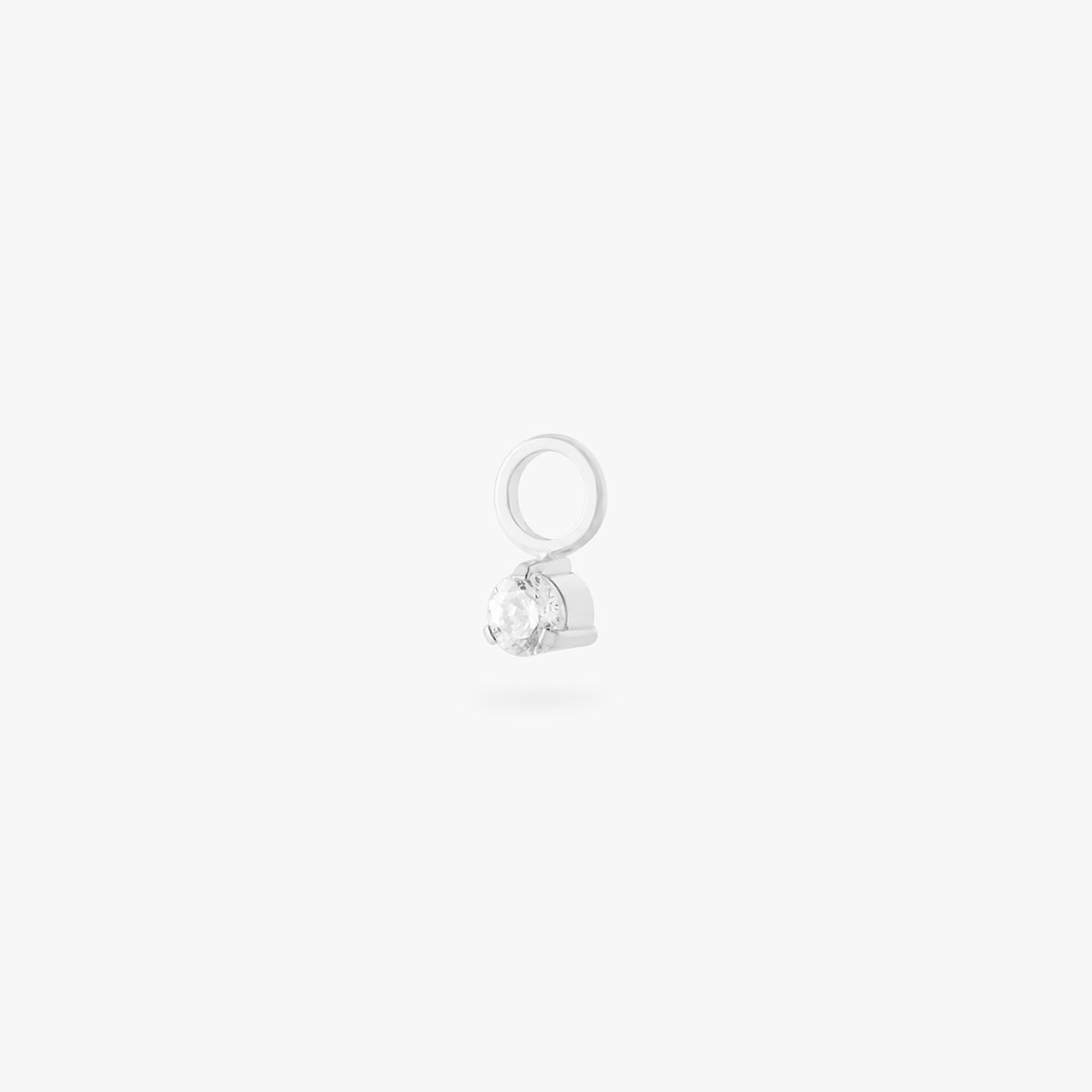 silver micro clicker charm with green cz color:null|silver/clear