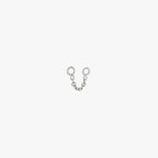 This is an image of a silver toned chain that is 2mm in length with two jump rings at the ends against a white background. 