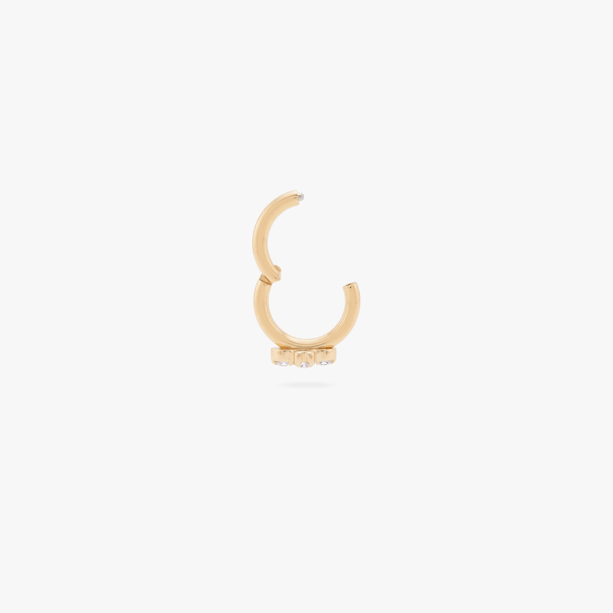 Open angle of a gold 5mm clicker with small cz stones 