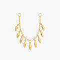 this image shows a 14k gold plated connector chain with 9 solid fringe dangles.