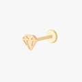 this image shows the side view of the 14k yellow gold diamond shaped flatback 
