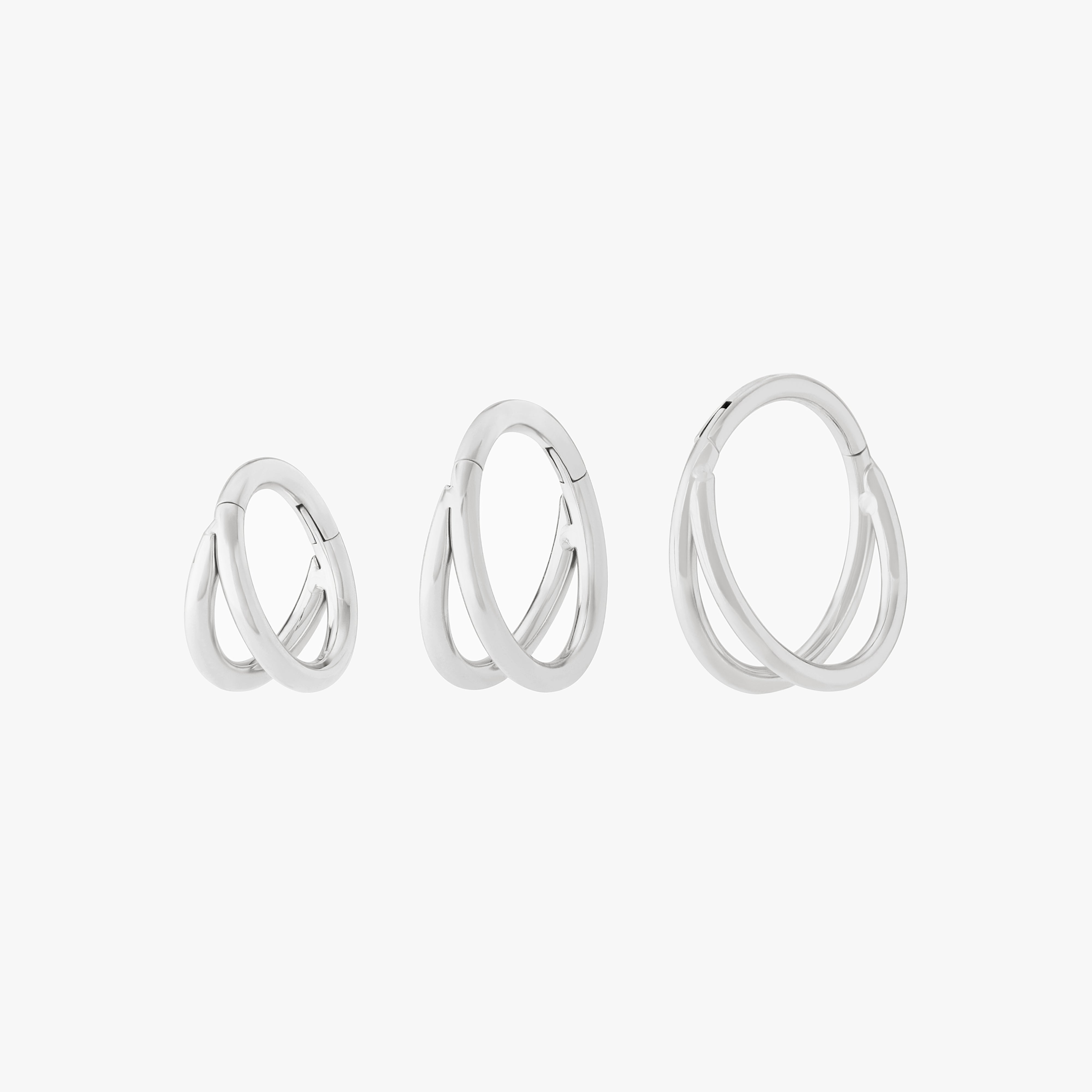 a set of the 6mm, 8mm, 10mm double clickers in silver color:null|silver