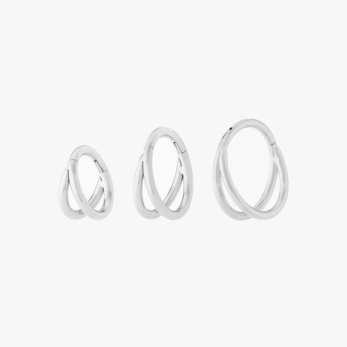 a set of the 6mm, 8mm, 10mm double clickers in silver color:null|silver