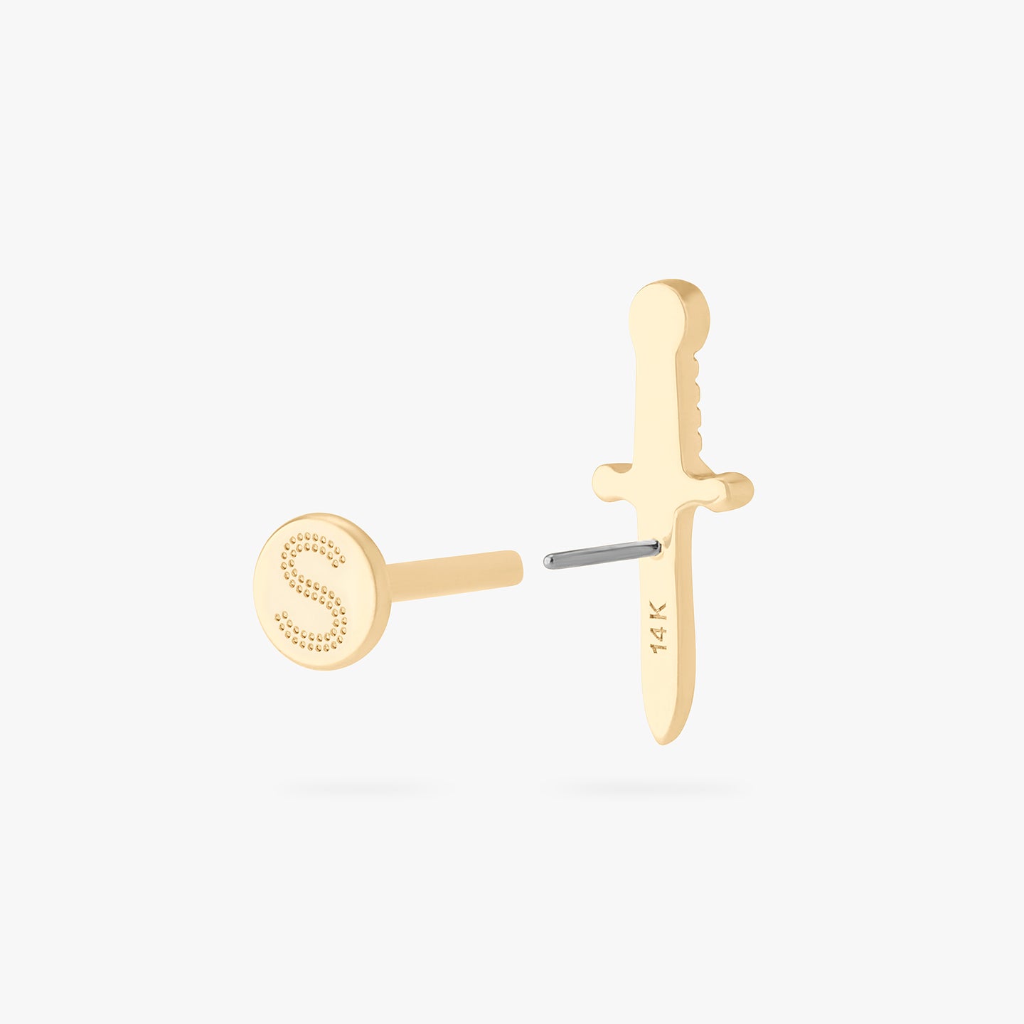 14k dagger flatback stud color:null|gold