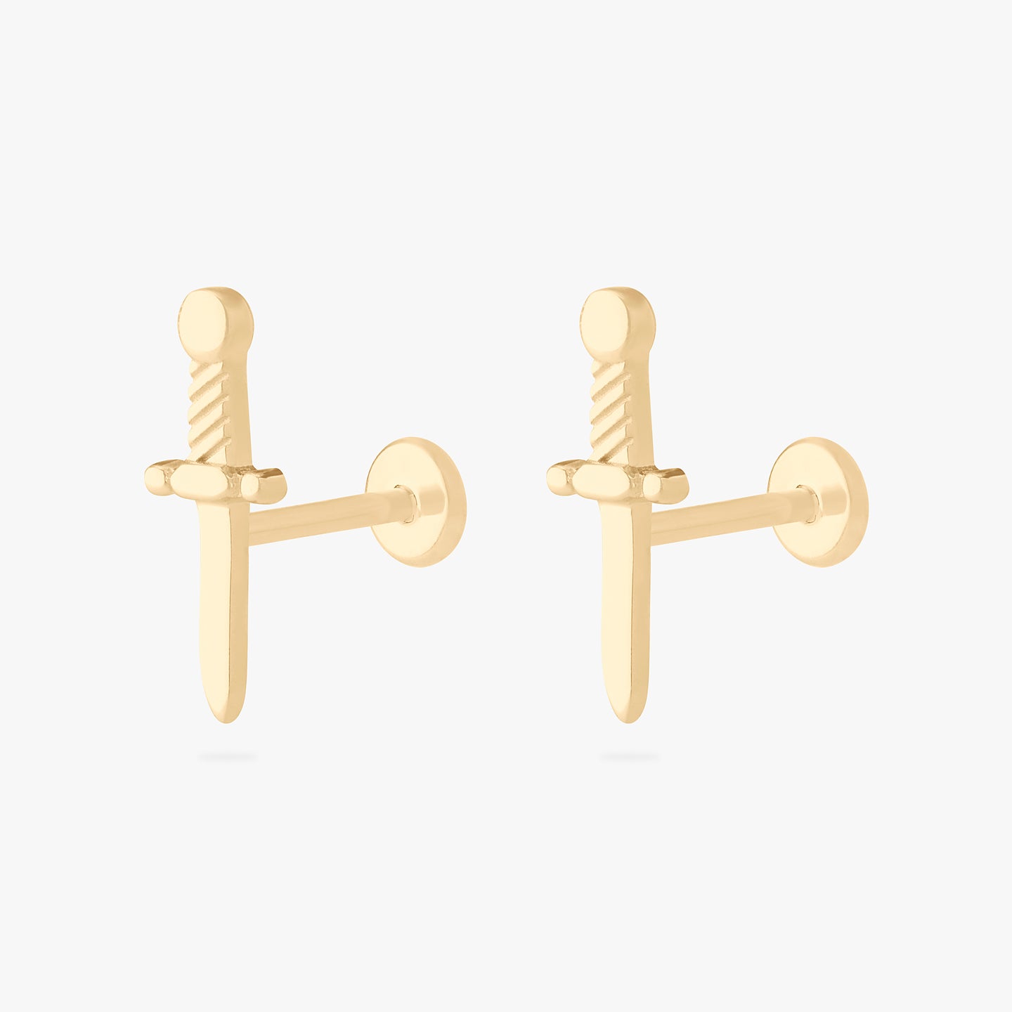 14k dagger flatback stud [pair] color:null|gold