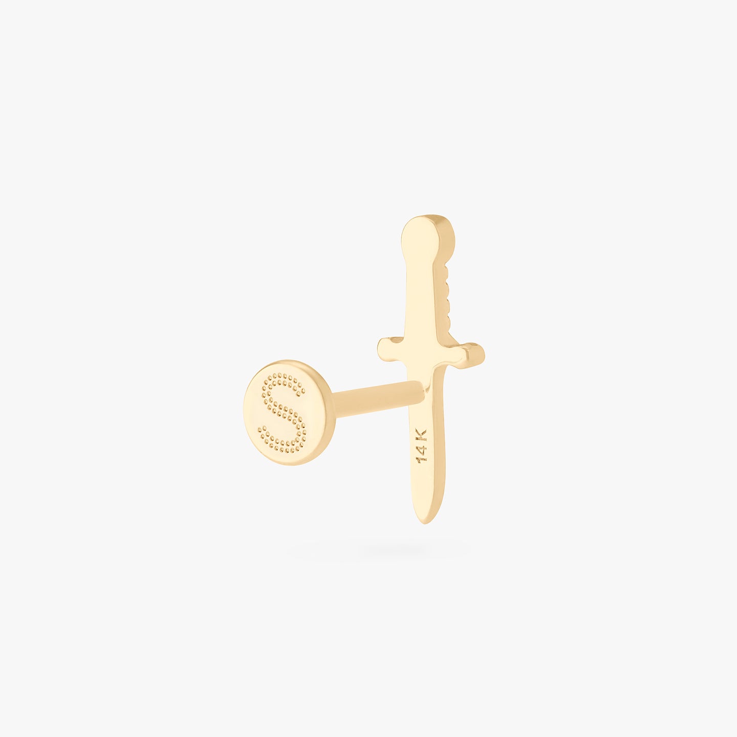 14k dagger flatback stud color:null|gold