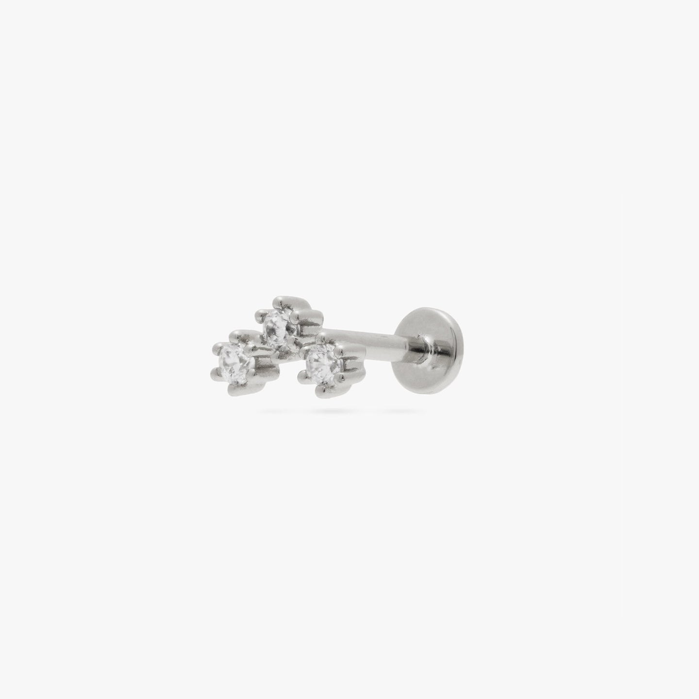 A silver cluster shaped stud with clear czs and a flatback post color:null|silver/clear