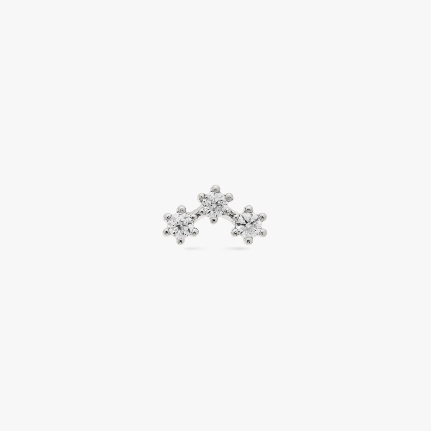A silver cluster shaped stud with clear czs and a flatback post color:null|silver/clear
