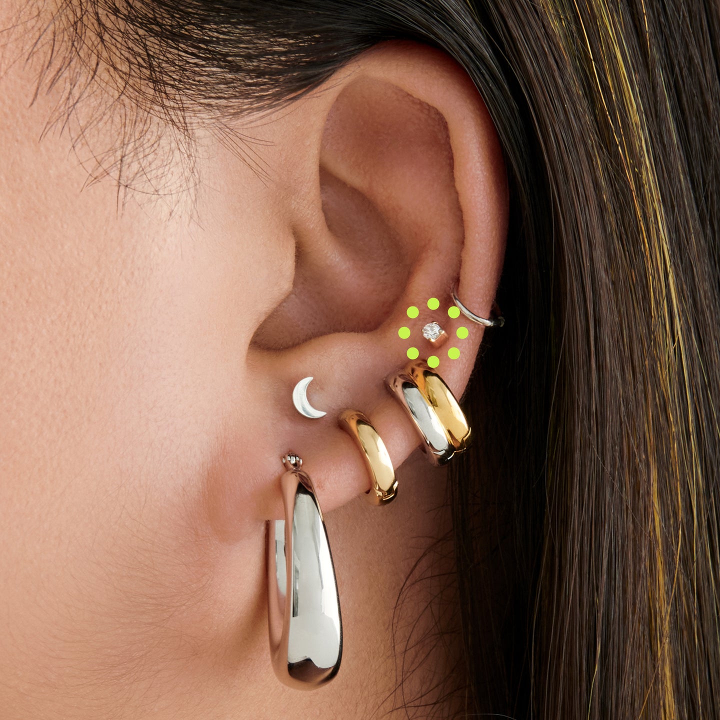 Curved Turquoise Flat Back Piercing Earring  Flat back earrings, Helix  jewelry, Star cartilage earring