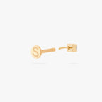 This is an image of a gold/clear mini CZ flatback top with a gold circle dic that is engraved with the "S" logo. color:null|gold/clear