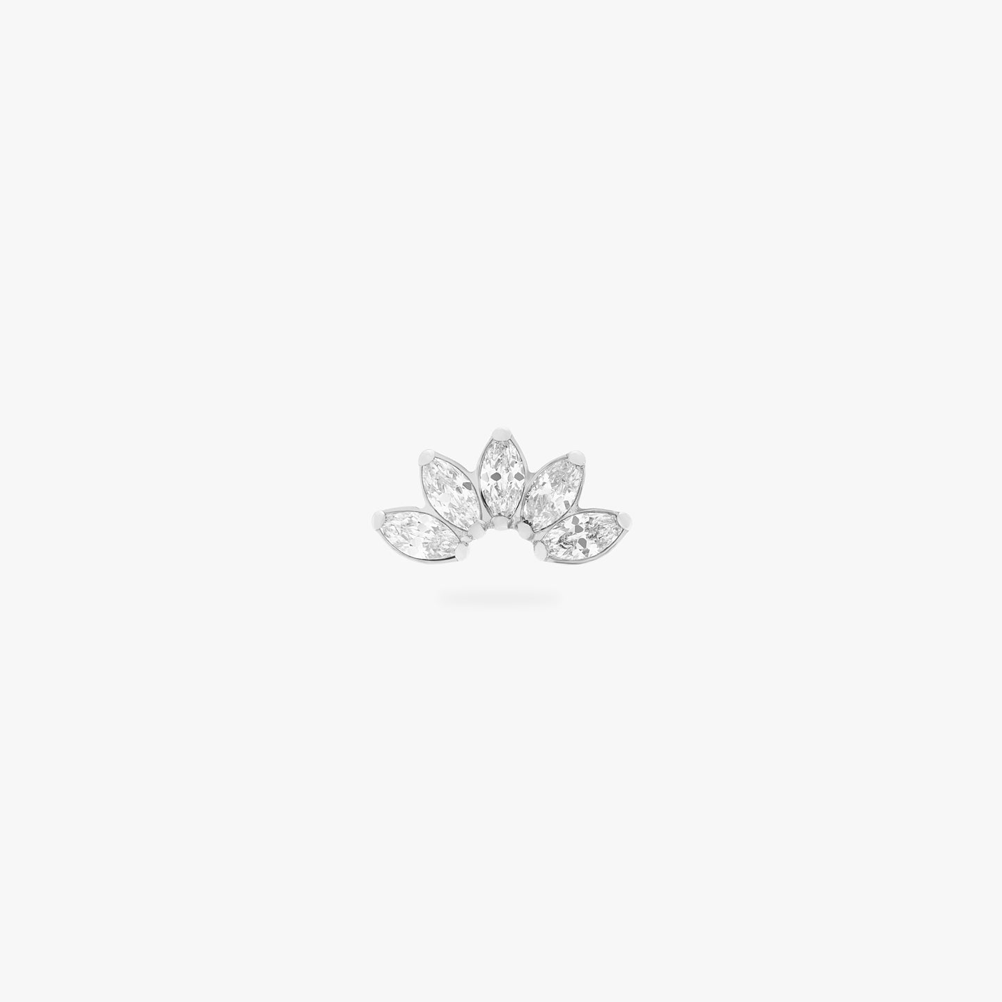 Solitaire Marquise Flat Back Earrings - Inlaid Crystal Silver / Single