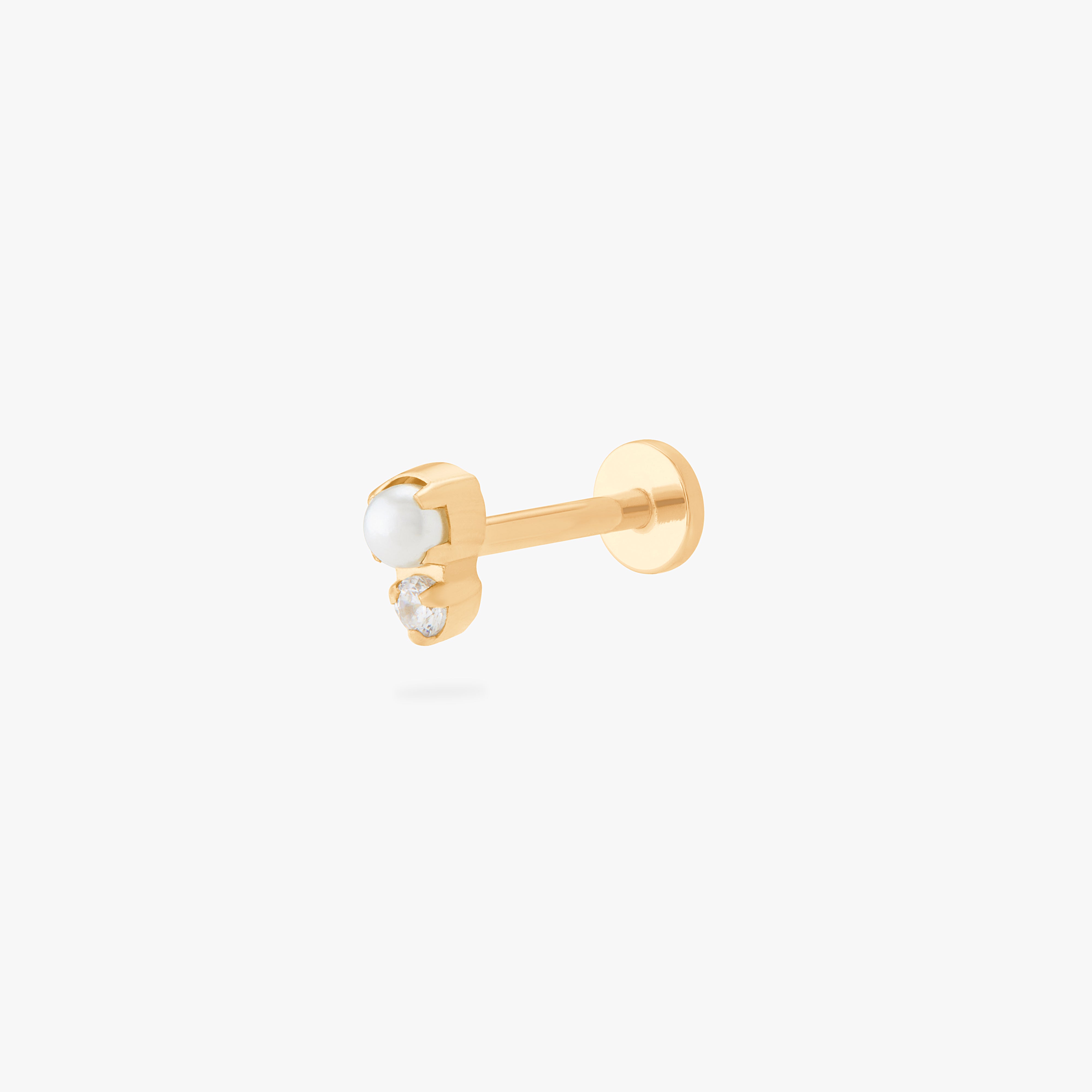 Studs Stacked Cz Pearl Flatback Stud In Gold/clear