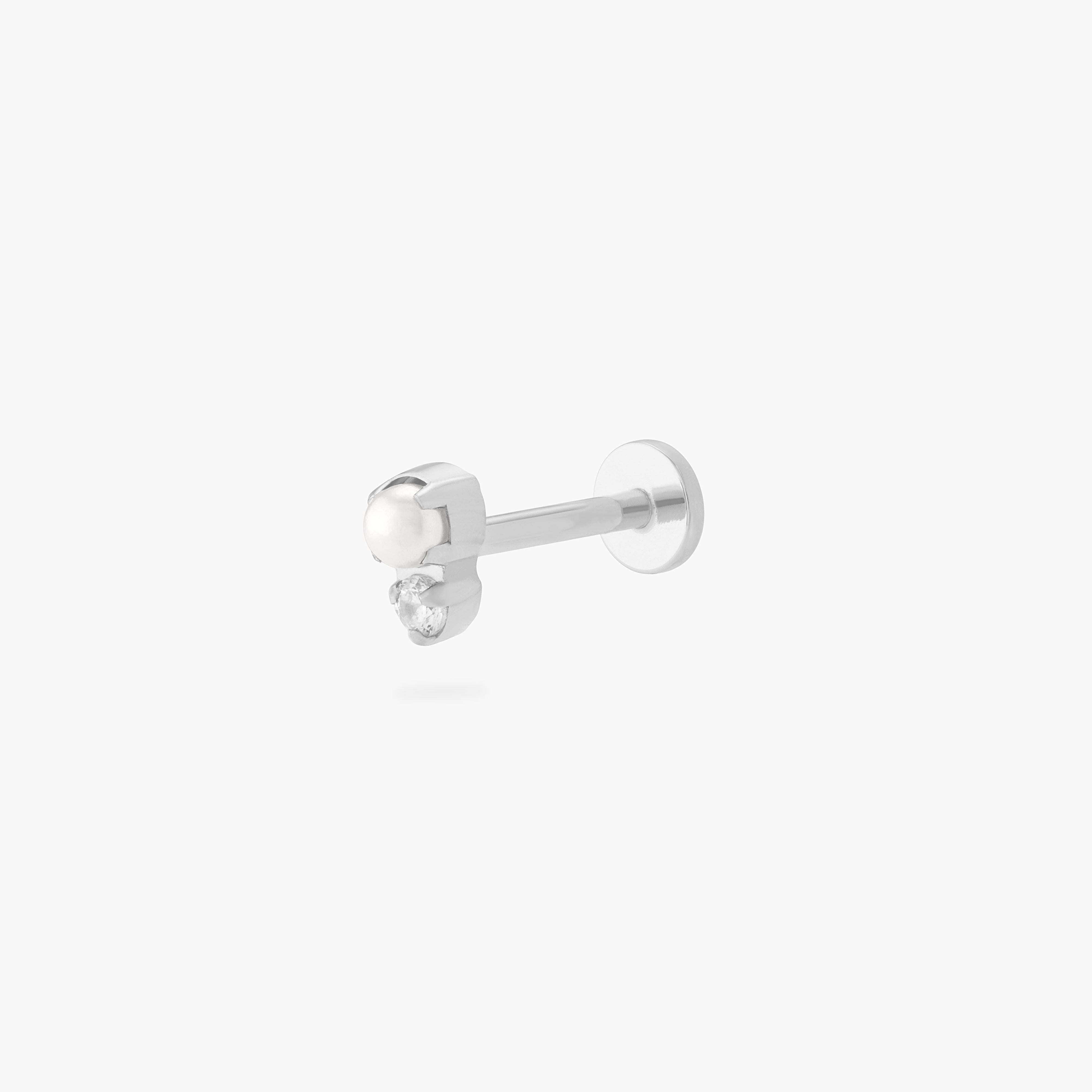 Studs Stacked Cz Pearl Flatback Stud In Silver/clear