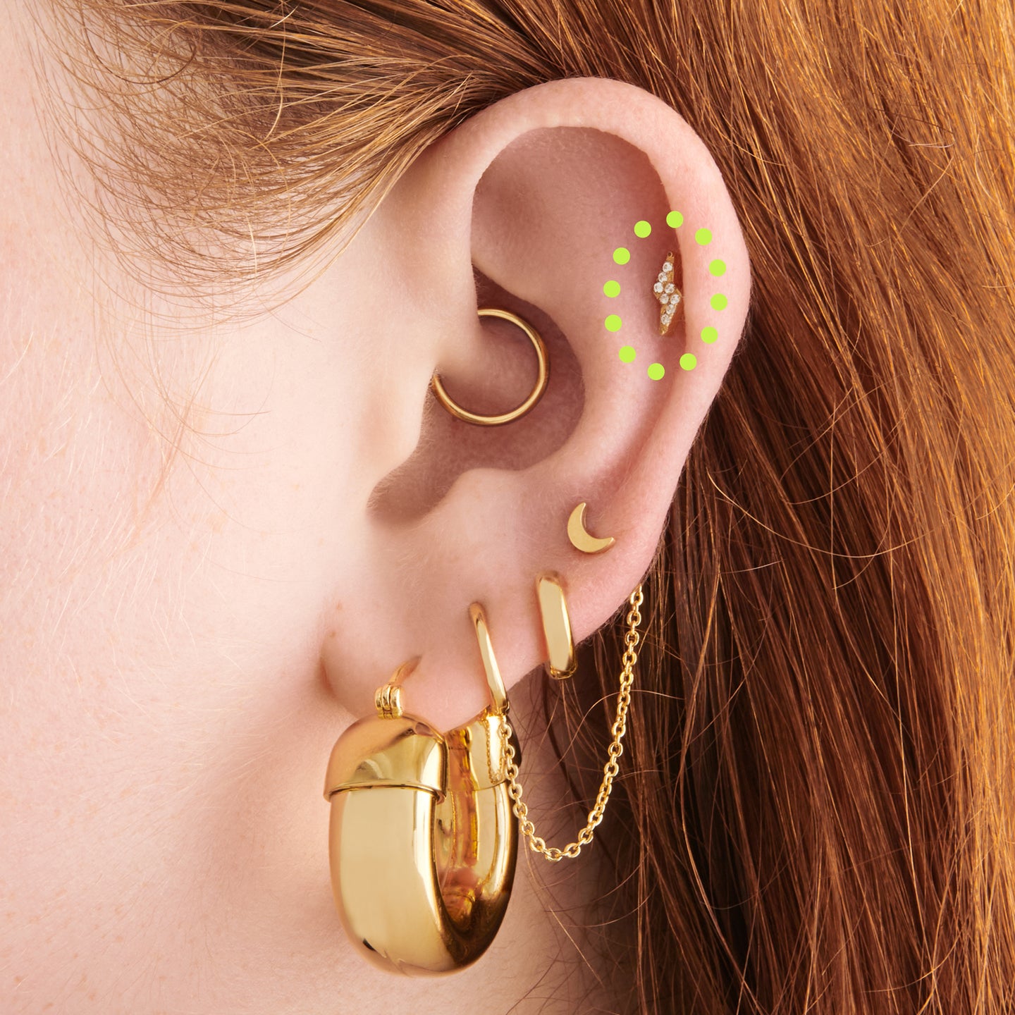 14K Yellow Gold Flat Back Earrings - Crescents