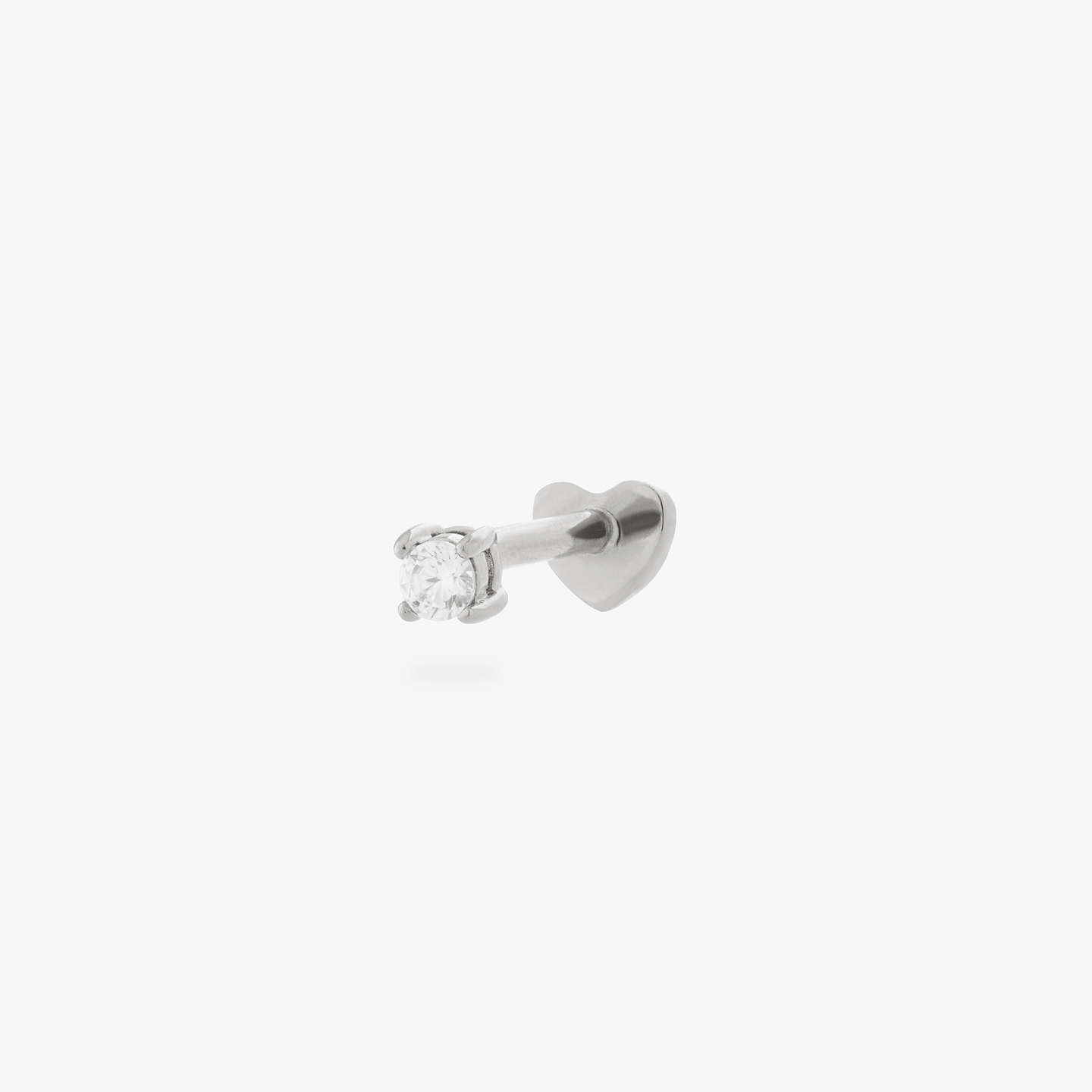 This is an image of a silver/clear mini CZ flatback top with a heart flatback post. color:null|silver/clear