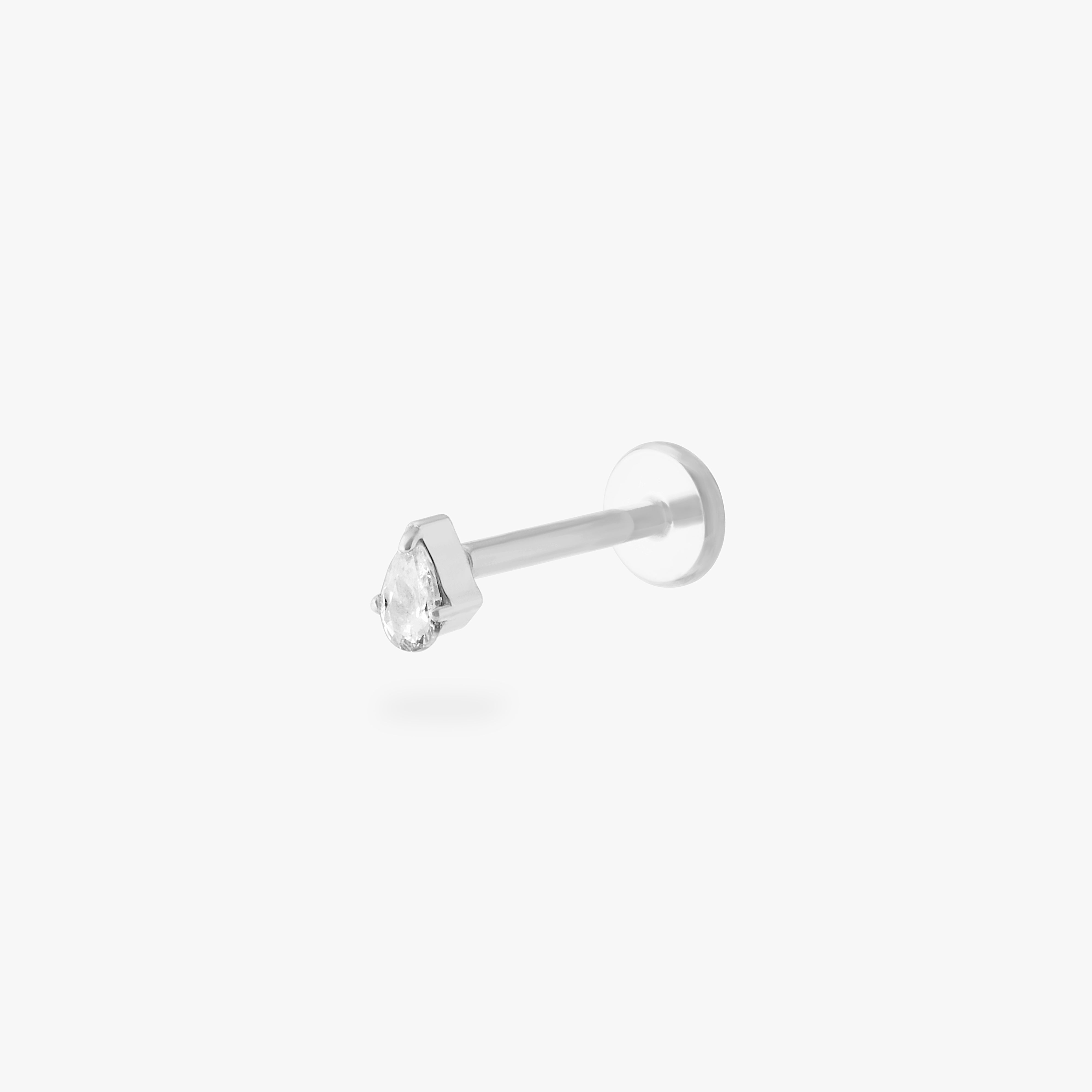 Studs Pear Cz Flatback Stud In Silver