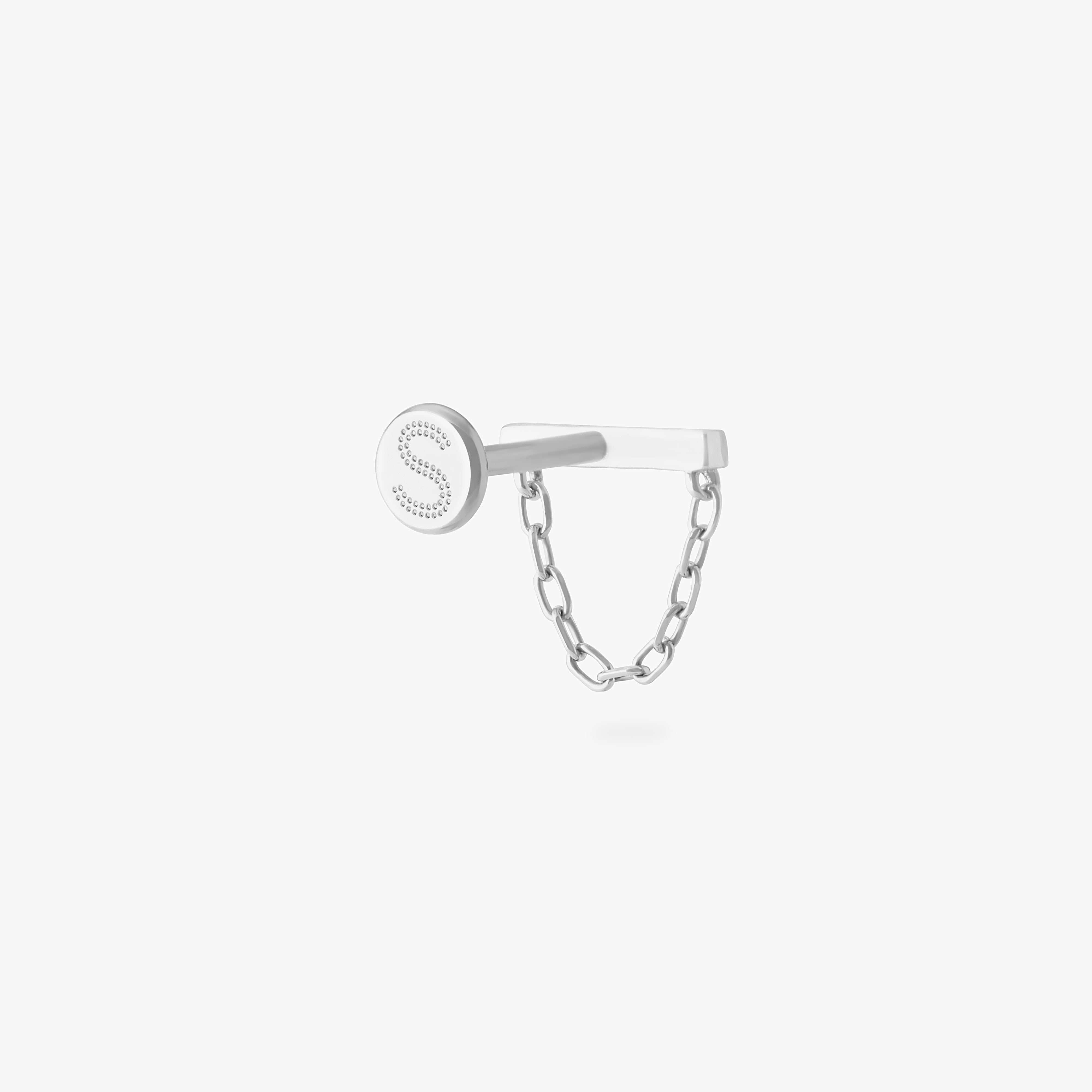 Back angle of a silver bar chain flatback featuring a silver bar and a chain dangling - Alternative view 3