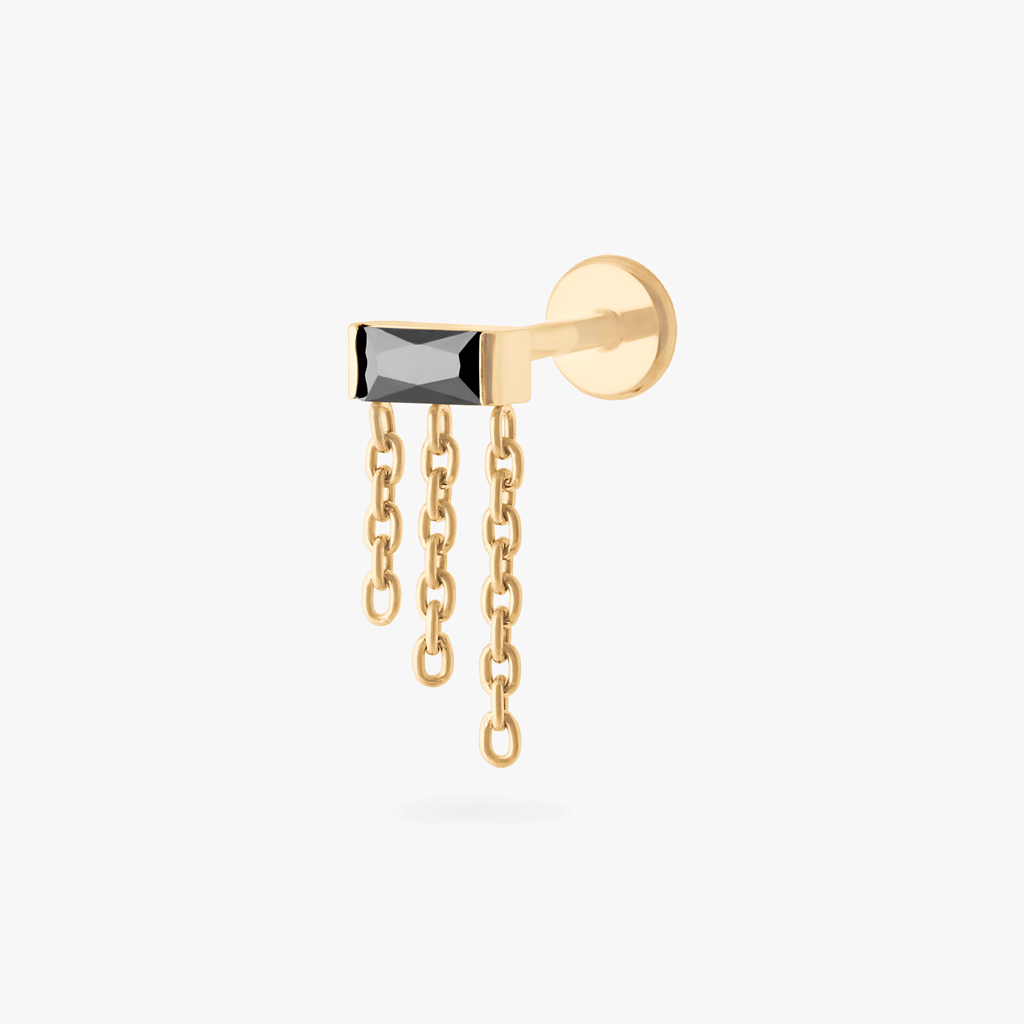 Studs Chain Baguette Flatback Stud In Gold/black
