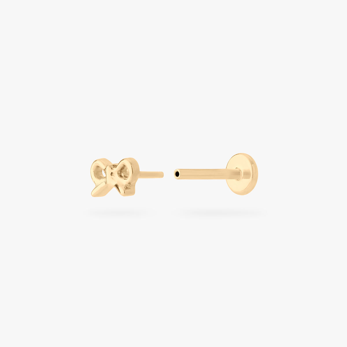 micro bow flatback stud in gold color:null|gold